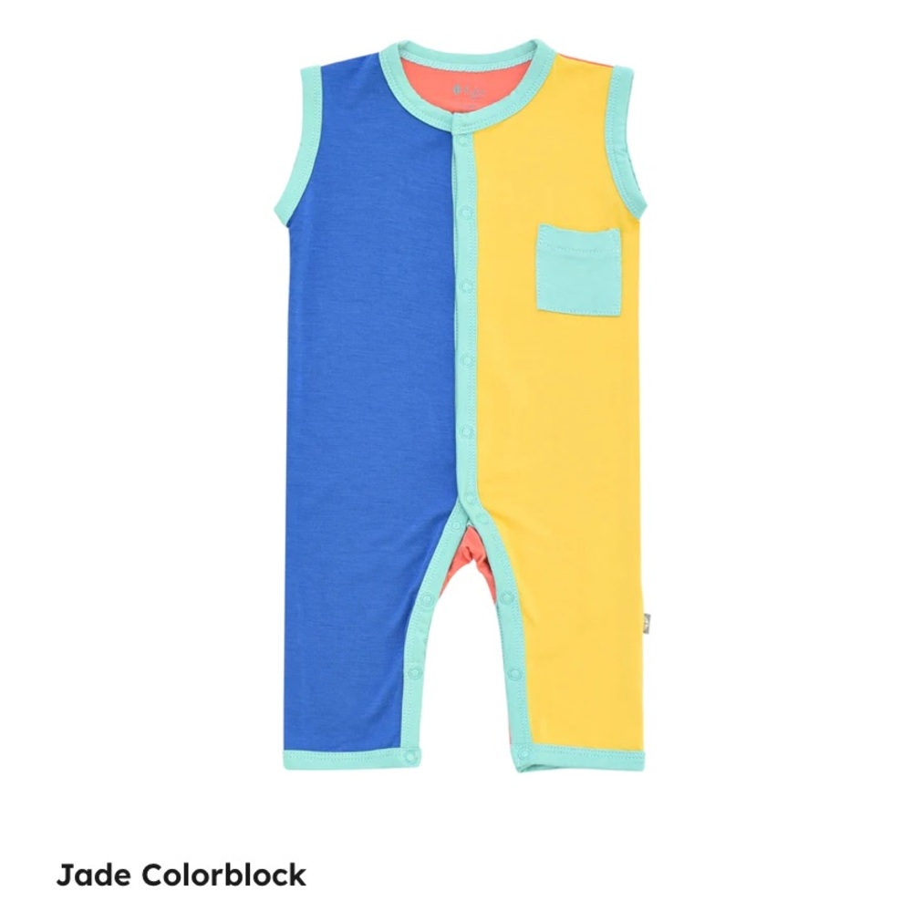 Kyte baby jade colorblock sleeveless romper